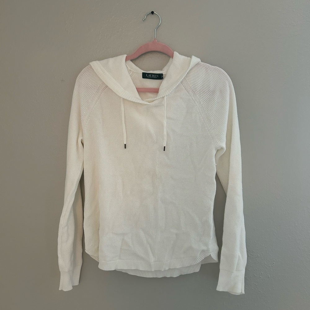 NEVER WORN Lauren by Ralph Lauren Woven White Hoodie